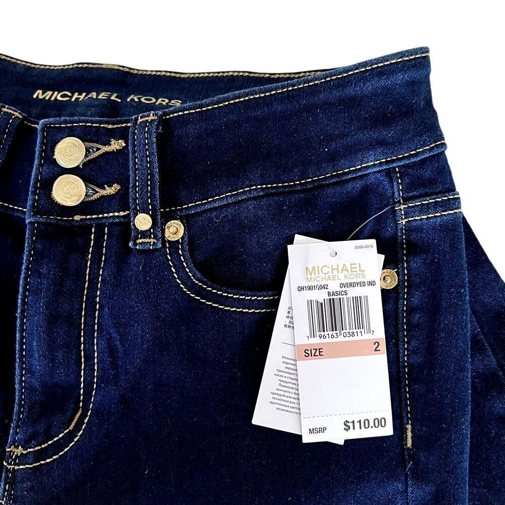 Michael Kors Women's High‎ Waist Basics Straight Jeans Size 2 Overdyed Indigo